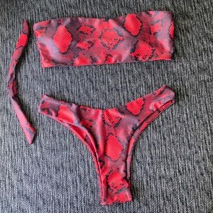3 piece snakeskin bikini set